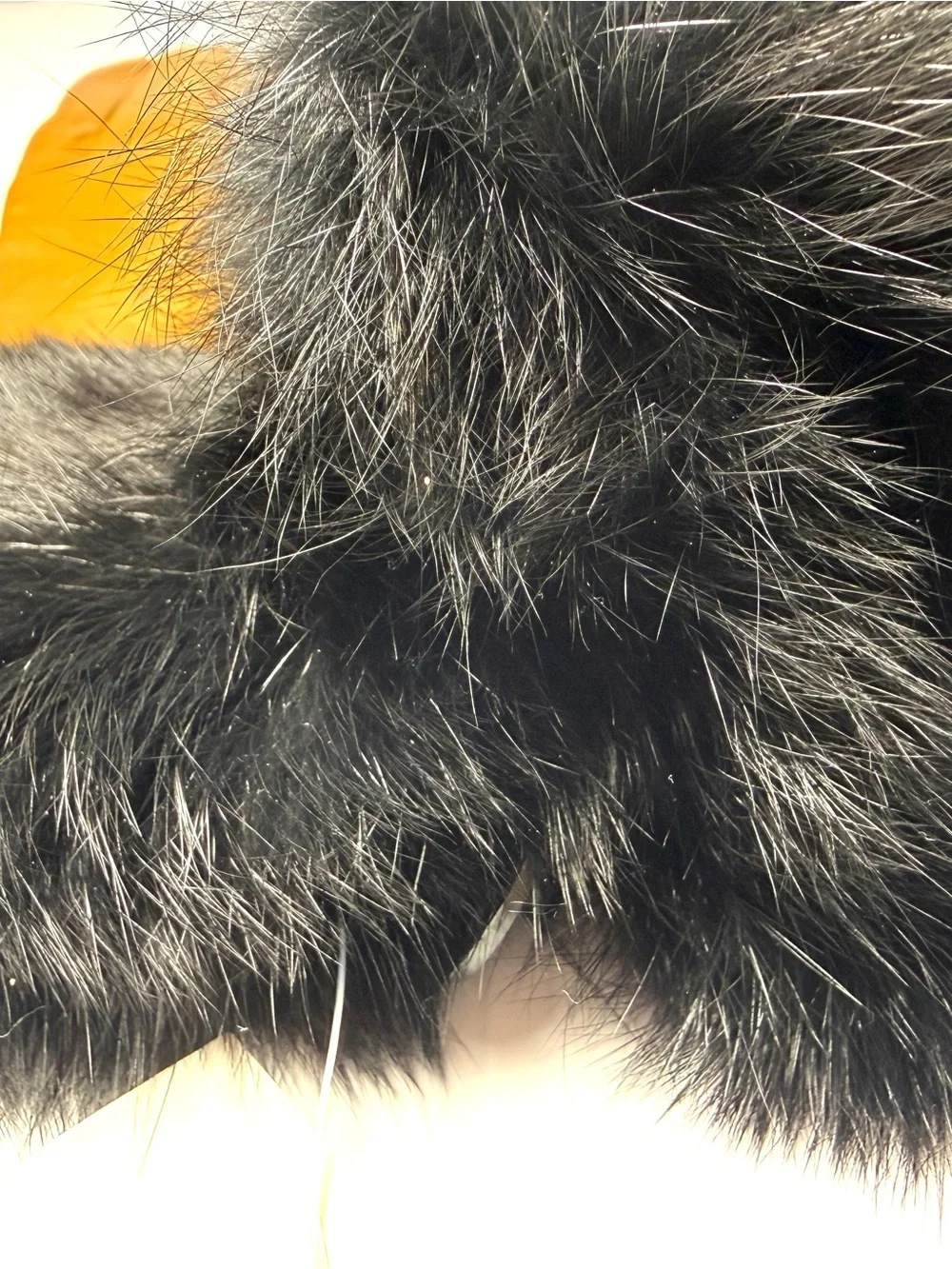 Source Unknown Tan Leather Gloves with Black Fur Cuff